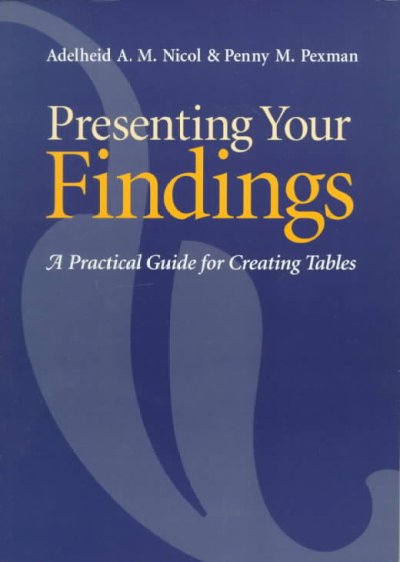 Presenting your findings : a practical guide for creating tables / Adelheid A.M. Nicol and Penny M. Pexman.